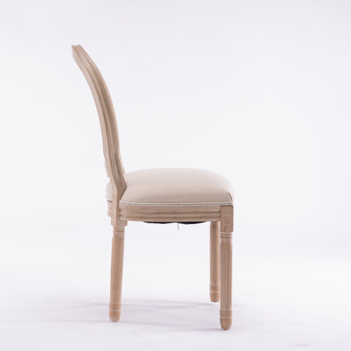 2 Solid Wood Frame Linen Fabric Oval Back Dining Chairs The Cozy Merchant