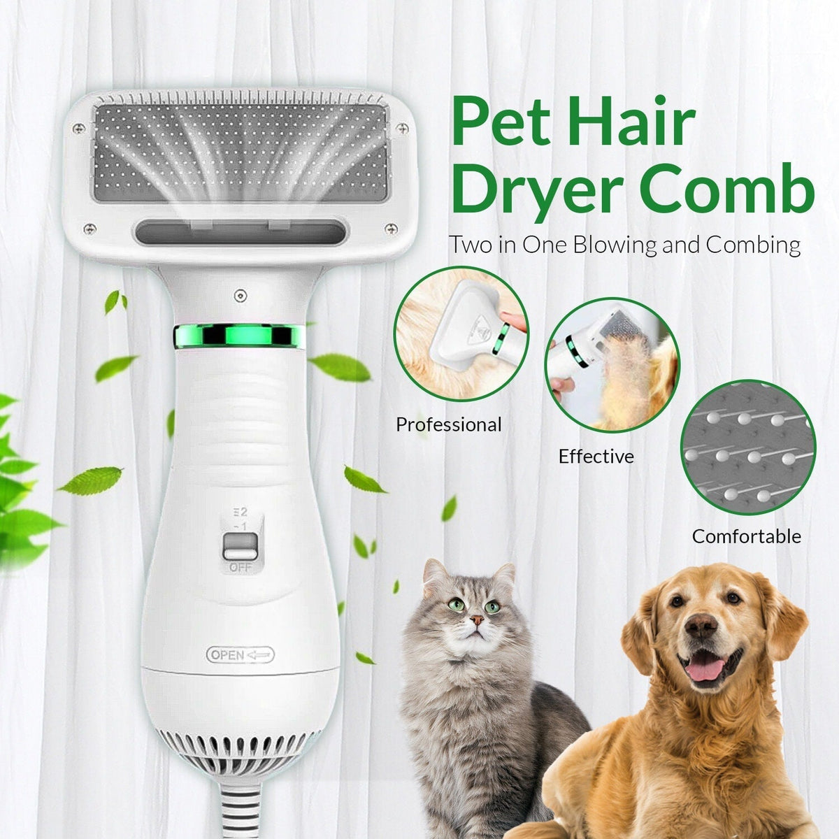 2-in-1 Pet Dryer Brush Pet Essentials-9