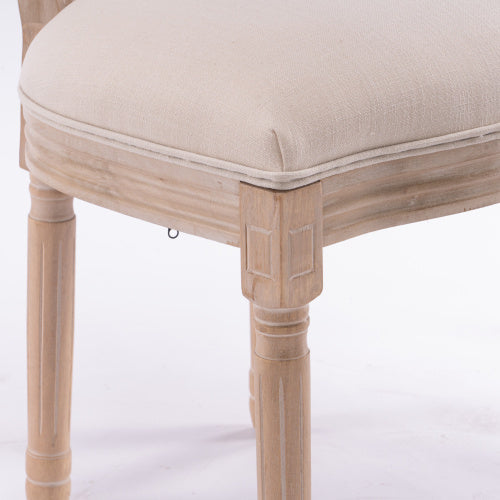 2 Solid Wood Frame Linen Fabric Oval Back Dining Chairs The Cozy Merchant