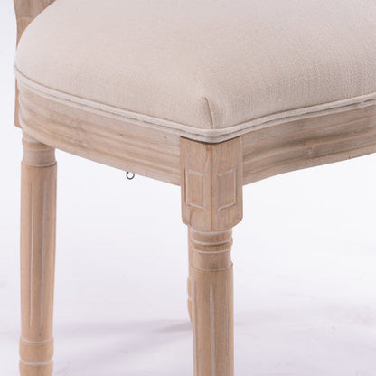 2 Solid Wood Frame Linen Fabric Oval Back Dining Chairs The Cozy Merchant