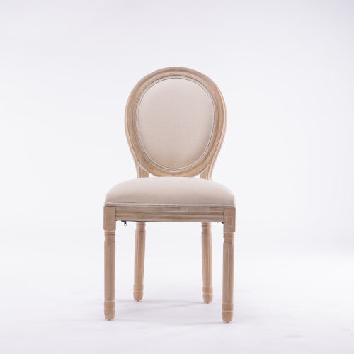 2 Solid Wood Frame Linen Fabric Oval Back Dining Chairs The Cozy Merchant