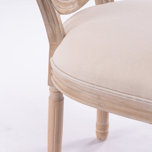 2 Solid Wood Frame Linen Fabric Oval Back Dining Chairs The Cozy Merchant