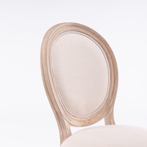2 Solid Wood Frame Linen Fabric Oval Back Dining Chairs The Cozy Merchant