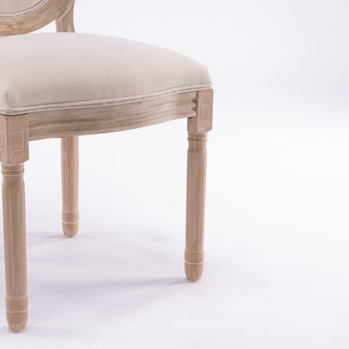 2 Solid Wood Frame Linen Fabric Oval Back Dining Chairs The Cozy Merchant