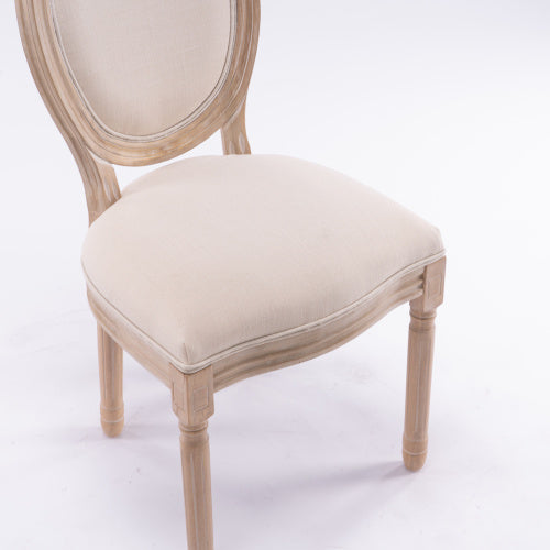 2 Solid Wood Frame Linen Fabric Oval Back Dining Chairs The Cozy Merchant