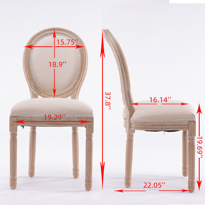 2 Solid Wood Frame Linen Fabric Oval Back Dining Chairs The Cozy Merchant